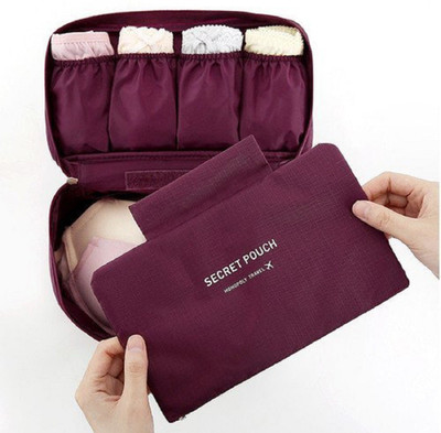 

Kanha Waterproof Travel Organizer Storage Bag Bra Underwear Baby Pouch Lingerie Case Maroon(Maroon)