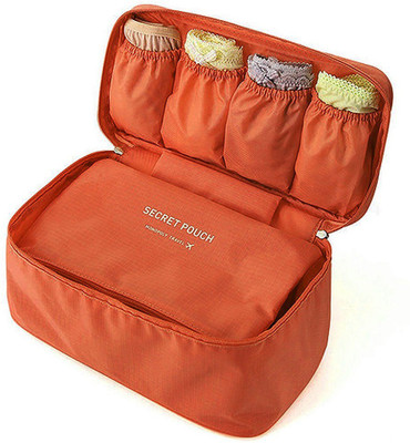 

Kanha Bra Underwear Organizer Bag Slide Portable Cosmetic Makeup Lingerie Toiletry Travel Bag with Handle Orange(Orange)