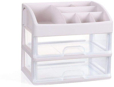 

House of Quirk 2 Layer Makeup Storage Box Cosmetic Organizer Multi-Layer Clear Drawer for Bathroom Bedroom Dressing Table Drawer Size - 34(L) 25(W) 29(H) cm Jewellery Box, Jewellery Organizer, Makeup Storage Box Vanity Box(White)