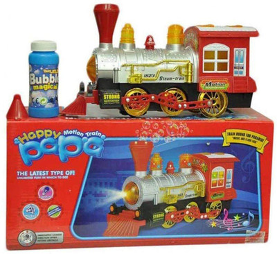 

Bubbly Giggles Latest Happy Motion Papa Bubble Train With Light/Music/Sound/pumping out tons of bubbles/changing direction whenever it bumps into something. (Multicolor)(Multicolor)