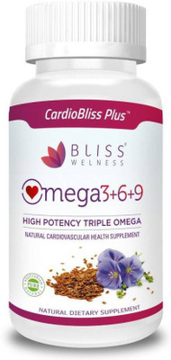 

Bliss Welness Cardio Bliss Plus Omega 3 6 9 (Omega 3 + Omega 6 + Omega 9) Oil Triple Omega Combo Heart Care / Brain Development Health Supplement - 120 Softgel Capsules(120 No)