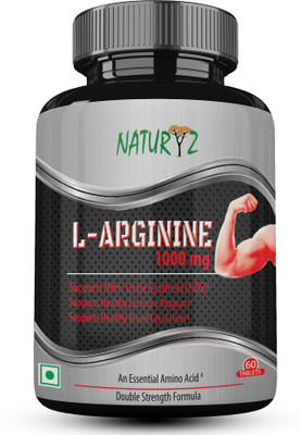 

NATURYZ L-Arginine-1000mg (Pre-workout tablets), Essential Amino Acid, 60 Tablets(1000 mg)