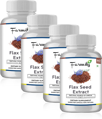

Farmity Flaxseed Extract (Natural Source of Omega 3-6-9) 500mg Pack of 4(240 No)