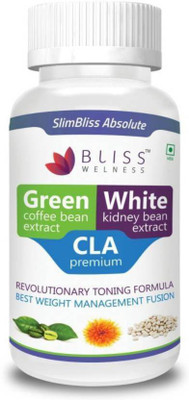 

Bliss Welness Bliss Welness Slim Bliss Absolute Premium Combo of Green Coffee Bean Extract 50% CGA + White Kidney Bean Extract + CLA 80% Conjugated Lenoleic Acid Powder Combo Weight Loss / Fat Burn Health Supplement - 120 Vegetarian Capsules (120 No)(120 