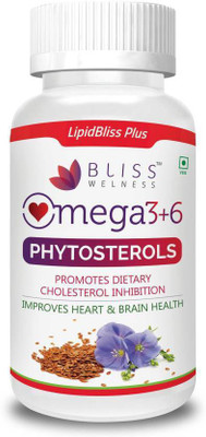 

Bliss Welness Lipid Bliss Plus Phytosterol + Omega 3 6 9 (Omega 3 + Omega 6 + Omega 9) Powder Cholesterol Control / Lipid Care / Heart Care Triple Omega Health Supplement - 60 Vegetarian Capsules(60 No)