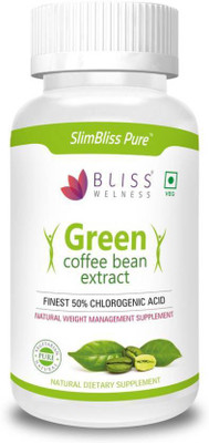 

Bliss Welness Slim Bliss Pure Green Coffee Bean Extract 50% CGA Powder Weight Loss / Appetite Control Health Supplement - 60 Vegetarian Capsules(60 No)