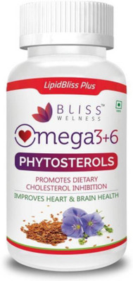 

Bliss Welness Lipid Bliss Plus Phytosterol + Omega 3 6 9 (Omega 3 + Omega 6 + Omega 9) Powder Cholesterol Control / Lipid Care / Heart Care Triple Omega Health Supplement - 120 Vegetarian Capsules(120 No)