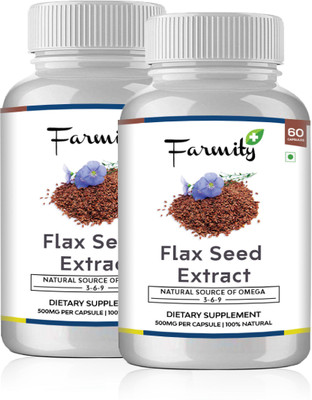 

Farmity Flaxseed Extract (Natural Source of Omega 3-6-9) 500mg Pack of 2(120 No)