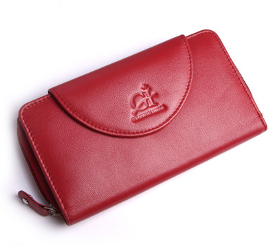 

Growth India Women Red Genuine Leather Wallet(11 Card Slots)