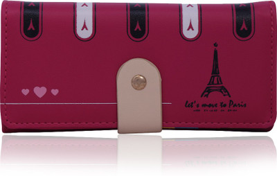 

Bee fashionable Women Pink Artificial Leather Wrist Wallet(6 Card Slots), Matt dark pink