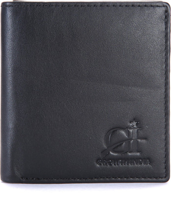 Growth India Men Black Genuine Leather Wallet(8 Card Slots)