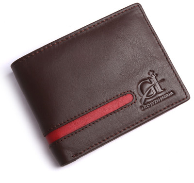 

Growth India Men Multicolor Genuine Leather Wallet(8 Card Slots), Brown & red