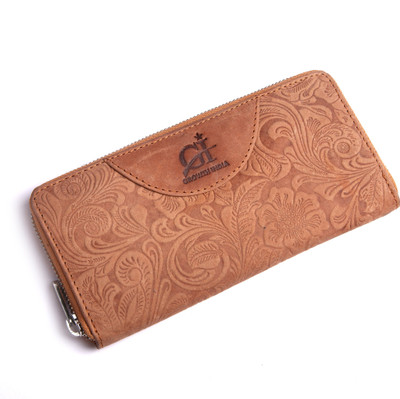 

Growth India Women Tan Genuine Leather Wallet(8 Card Slots)