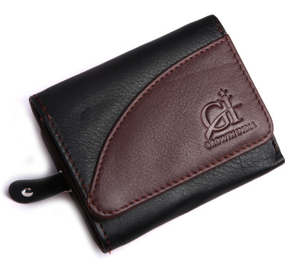 

Growth India Women Multicolor Genuine Leather Wallet(7 Card Slots), Black & brown