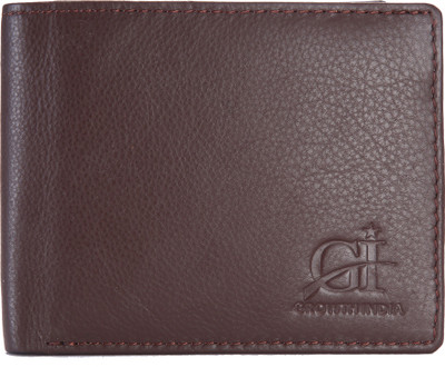

Growth India Men Brown Genuine Leather Wallet(10 Card Slots)