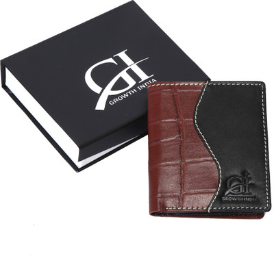 

Growth India Men Multicolor Genuine Leather Wallet(10 Card Slots), Brown & black