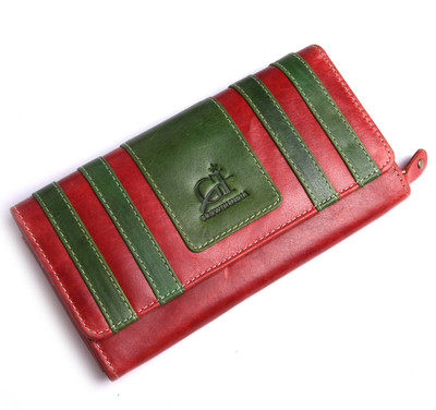 

Growth India Women Multicolor Genuine Leather Wallet(8 Card Slots), Red & green