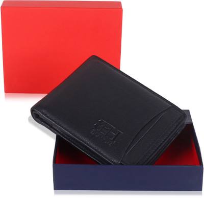 

BUWCH Men Formal Black Genuine Leather Wallet(3 Card Slots), Blue
