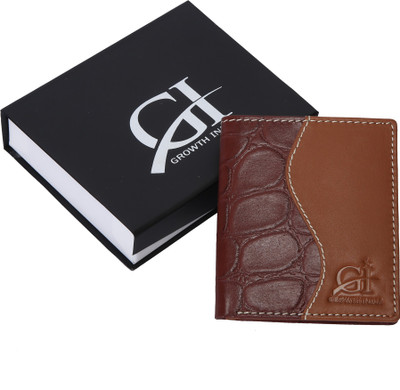 

Growth India Men Multicolor Genuine Leather Wallet(10 Card Slots), Brown & tan