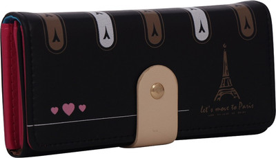 

Cidky Women Black Artificial Leather Wrist Wallet(10 Card Slots)
