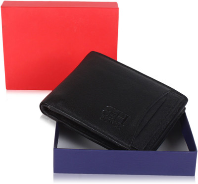 

BUWCH Men Black Genuine Leather Wallet(3 Card Slots)