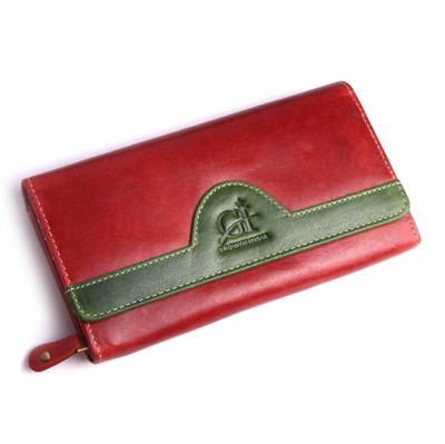 

Growth India Women Multicolor Genuine Leather Wallet(8 Card Slots), Red & green