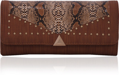 

Bee fashionable Women Tan Artificial Leather Wrist Wallet(6 Card Slots), Golden color dots;texture tan