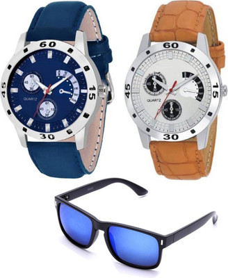 

Fancy Wayfarer, Chronograph Watch Combo(Brown, Blue)
