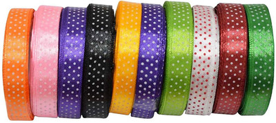 

AsianHobbyCrafts Satin Dotted Ribbon :Size 1/2 inches ( 12 mm) length 10 meter per roll