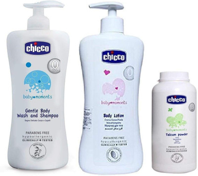 

Chicco Baby Lotion 500ml,Baby Shampoo500ml,Baby Powder 150g combo pack(Multicolor)