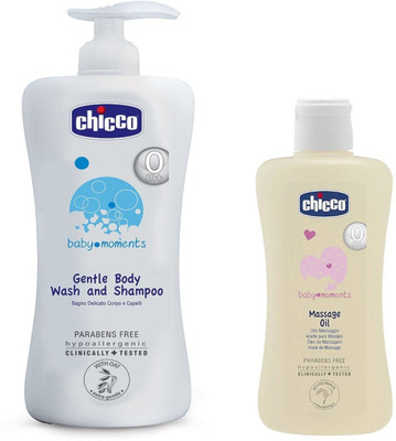 Chicco Massage Oil 200 ml and No Tears bath Foam 500 ml(Multicolor) Flipkart