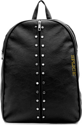 

SPLICE PU Leather Backpack School Bag Student Backpack Women Travel bag 6 Backpack(Black)