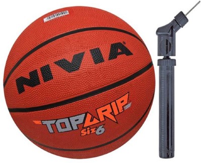 NIVIA Top Grip Basketball S-6 + Double Action Pump Basketball - Size: 6(Pack of 2, Multicolor)