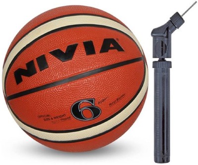 NIVIA Engraver Basketball S-6 + Double Action Pump Basketball - Size: 6(Pack of 2, Multicolor)