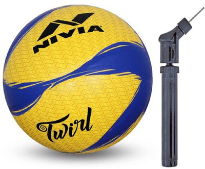 

Nivia Twirl Volleyball + Double Action Air Pump Volleyball - Size: (Pack of 2, Multicolor