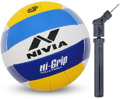 

Nivia Hi-Grip Volleyball + Double Action Air Pump Volleyball - Size: (Pack of 2, Multicolor