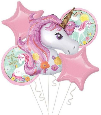 

Bash N Splash Printed Unicorn Party Foil Balloon Set Of 5 Pcs Balloon(Multicolor, Pack of 1)