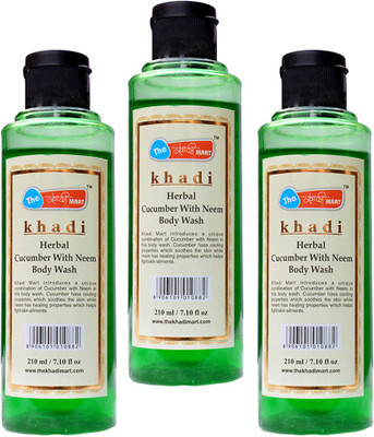 

Khadi Mart Cucumber with Neem Body Wash - (Pack of 3) - 630 mL(630 ml, Pack of 3)