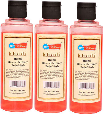 

Khadi Mart Rose with Honey Body Wash - (Pack of 3) - 630 mL(630 ml, Pack of 3)