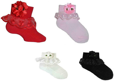 

Clastik Baby Girls Frill Socks Pack of 4 Booties(Toe to Heel Length - 10 cm Multicolor)
