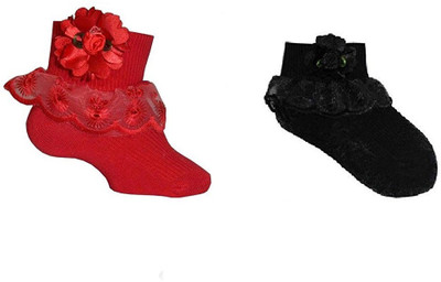 

Clastik Baby Girls Frill Socks Pack of 2 Booties(Toe to Heel Length - 10 cm Multicolor)