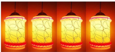 PR Prashant Pack Of 4 Pendant Lamp Ceiling Lamp(Pink)