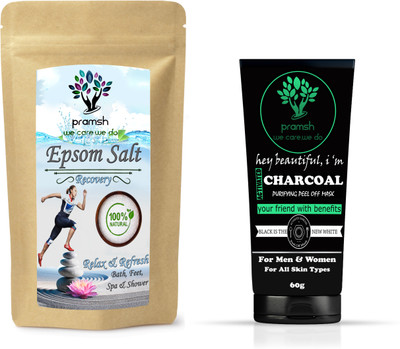 

PRAMSH Epsom Salt 100gm & Activated Charcoal Peel Off Mask 60gm Combo Pack For Anti Pollution!!Dirt!!Stress(Set of 2)