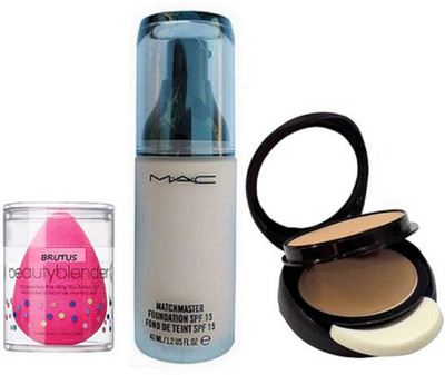 

BRUTUS Sponge Puff, Mac Matchmaster Liquid Foundation, Two Way Compact(Set of 3)