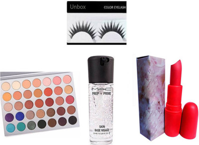 

unbox combo set of lipstick eyelashes white prep+prime(Set of 4)