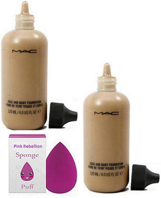 

Pink Rebellion Sponge puff,Mac Face & Body Foundation(Pack of 2)(Set of 3)