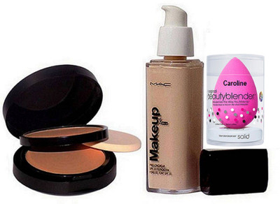 

caroline Sponge puff, Stick Concealer Studio Fix Fluid Spf 15& powder plus Foundation Two Way Compact(Set of 3)