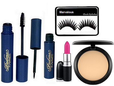 

marvalous Eyelashes, Mac Padma Eyeliner,Mascara, Studio Fix Compact,Candy Yum-yum Lipstick(Set of 5)