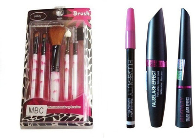 

jollity Make Up Brush Set Of 5 And Huda Beauty 3 in 1(Set of 8)