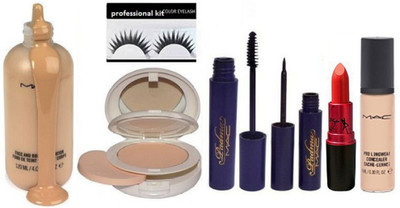 

Professional kit Eyelashes & Face And Body Foundation & Face Compact & Padma Eyeliner & Mascara & Pro Longwear Concealer & Lady Gaga Lipstick(Set of 7)